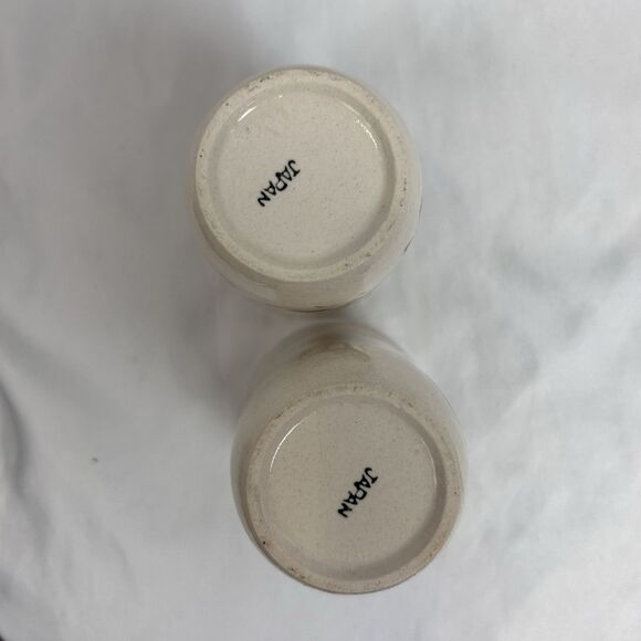 Vtg Hand Painted Ceramic Tumblers Set of 2 Japan Fruit & Pitcher Design 4” - Picture 5 of 5